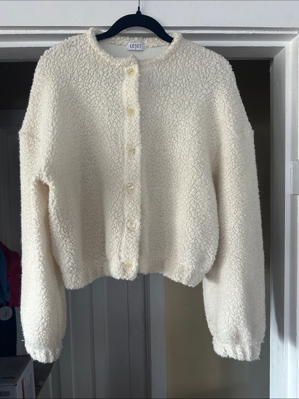 LESET Cream Mica Button-Up Jacket